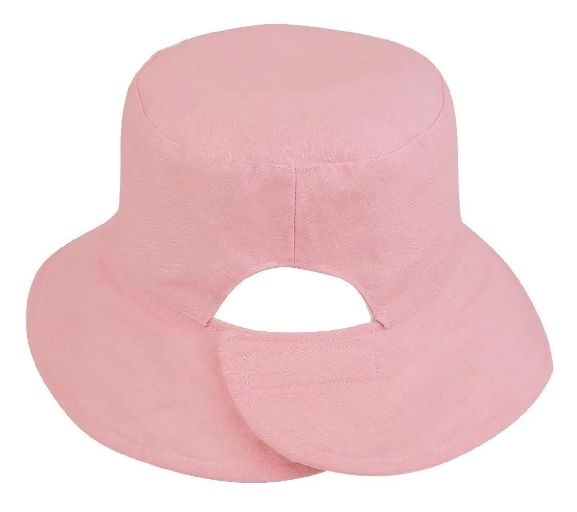 1 Dozen Ponytail Reversible Bucket Caps Hats Ramie Cotton Wholesale Bulk