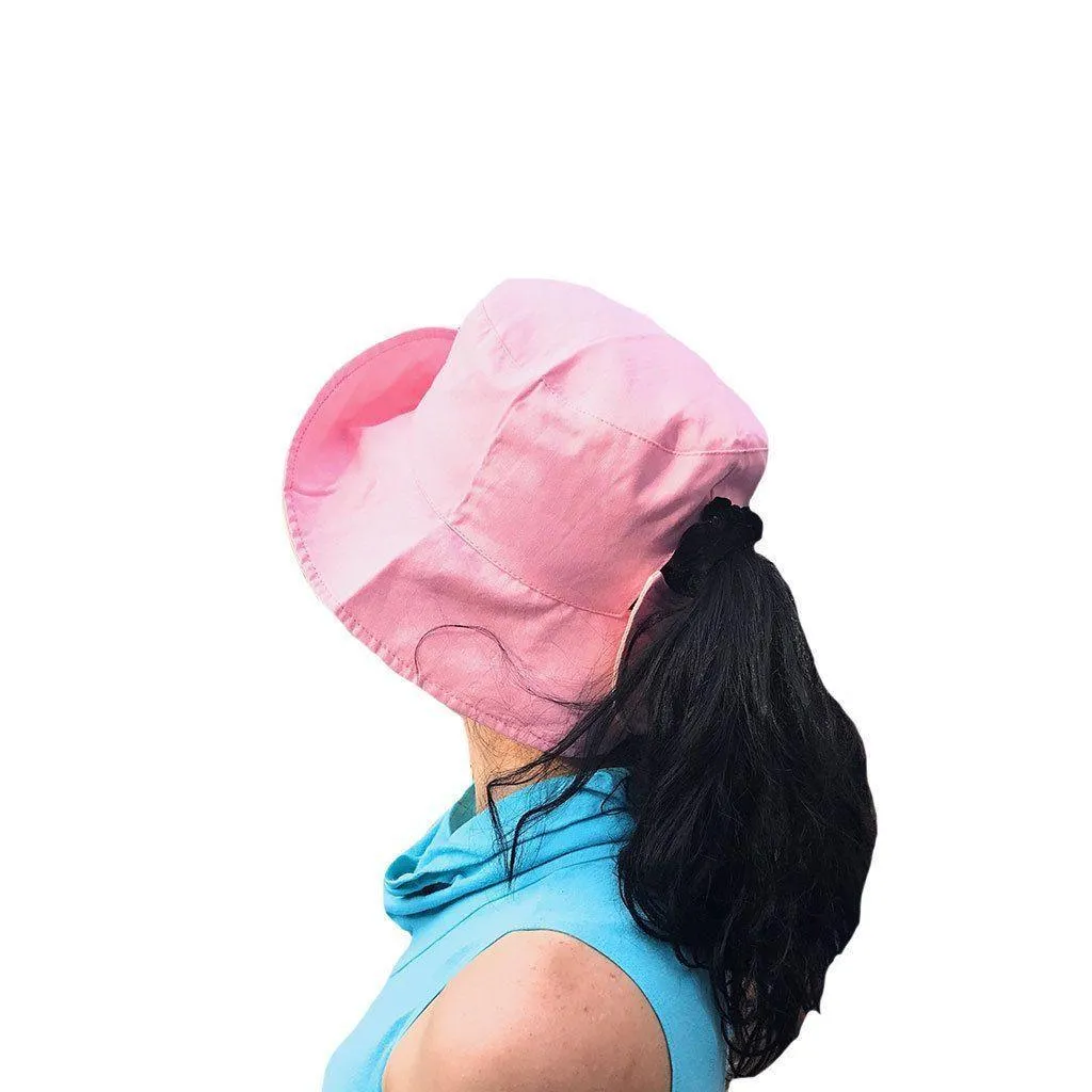 1 Dozen Ponytail Reversible Bucket Caps Hats Ramie Cotton Wholesale Bulk