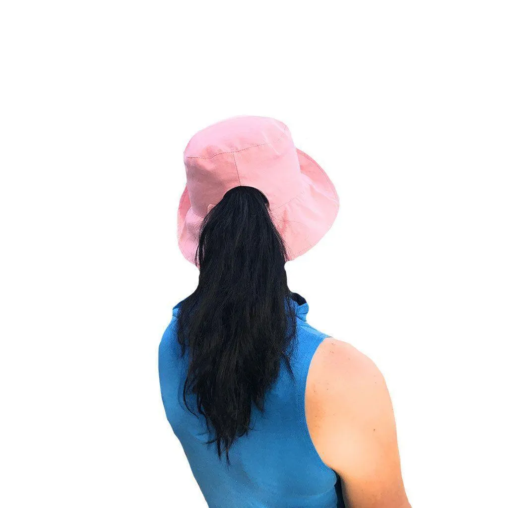 1 Dozen Ponytail Reversible Bucket Caps Hats Ramie Cotton Wholesale Bulk