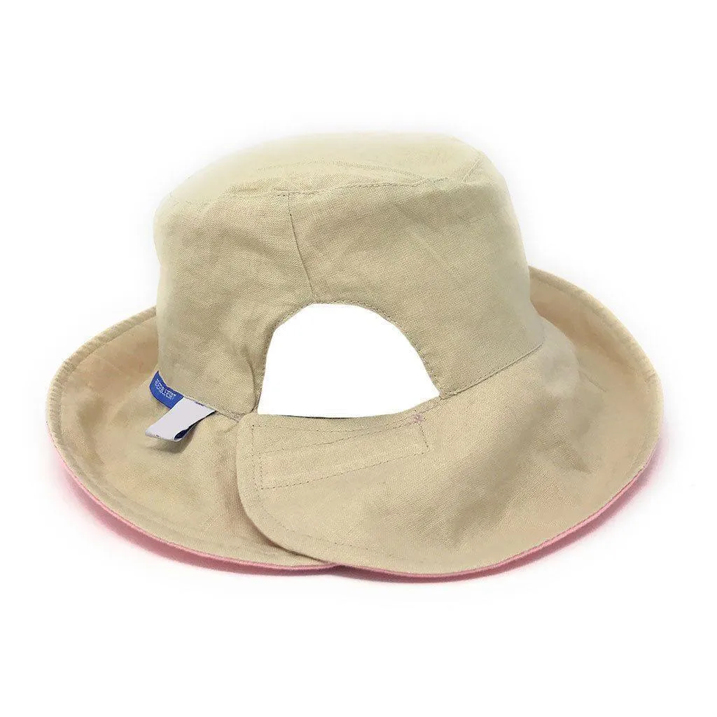1 Dozen Ponytail Reversible Bucket Caps Hats Ramie Cotton Wholesale Bulk