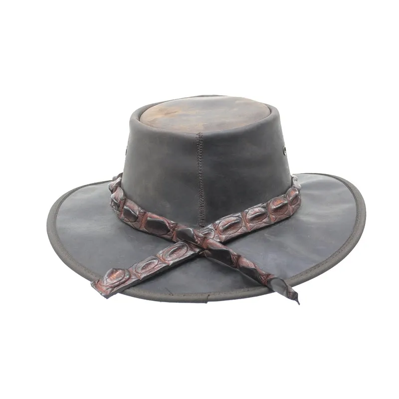 1033MC Leather Hat with Croc Leather Band and 5 Croc Teeth by BARMAH