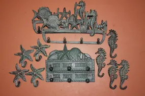 12) Beach House Bathroom Deluxe Towel Robe Jewelry Wall Hook Set of 12, Sea Breeze