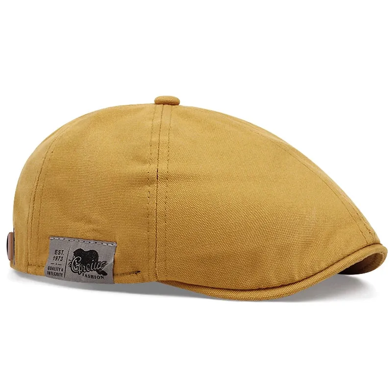 2024 New Men's Vintage Linen Fashion Hip Hop Solid Beret Side Label 1973 Women's Hat Vintage Beanie Crowd Style Sun Beret