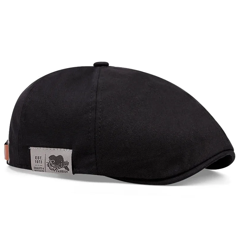 2024 New Men's Vintage Linen Fashion Hip Hop Solid Beret Side Label 1973 Women's Hat Vintage Beanie Crowd Style Sun Beret