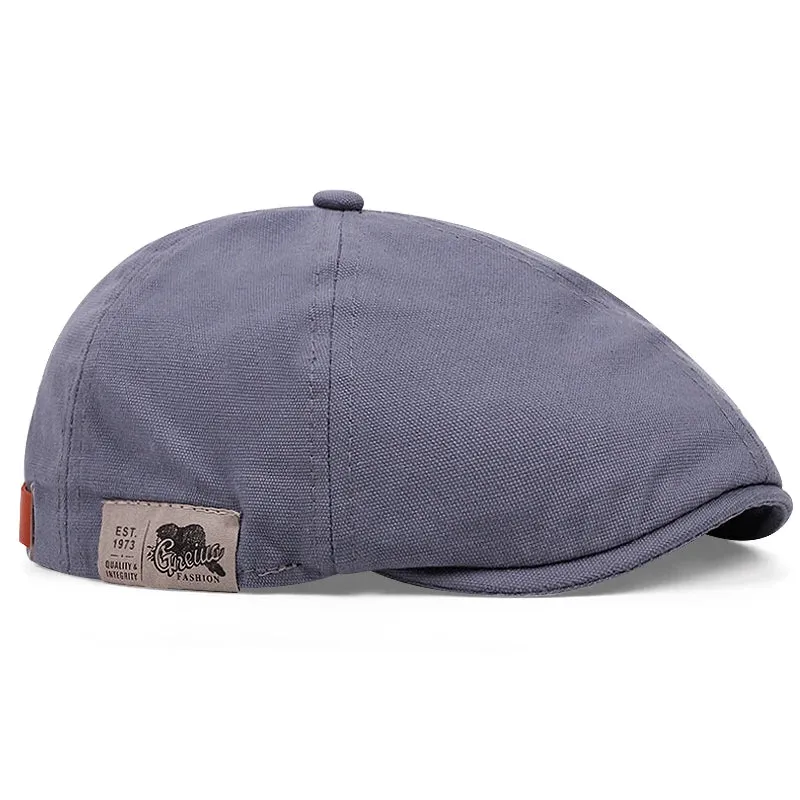 2024 New Men's Vintage Linen Fashion Hip Hop Solid Beret Side Label 1973 Women's Hat Vintage Beanie Crowd Style Sun Beret
