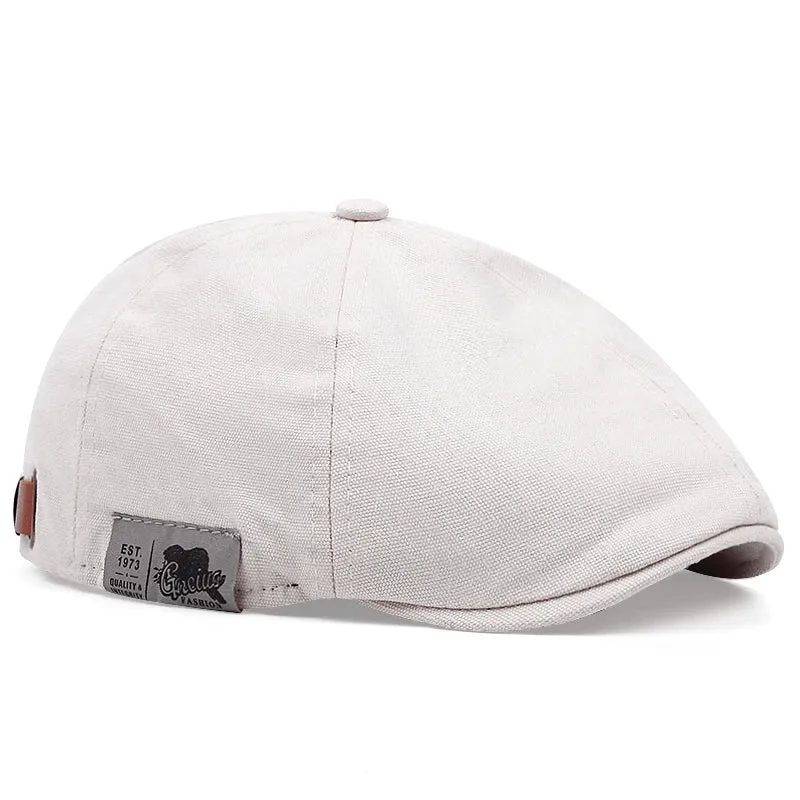 2024 New Men's Vintage Linen Fashion Hip Hop Solid Beret Side Label 1973 Women's Hat Vintage Beanie Crowd Style Sun Beret