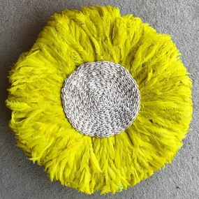 29" Yellow with Cowries Bamileke Juju Hat from Cameroon