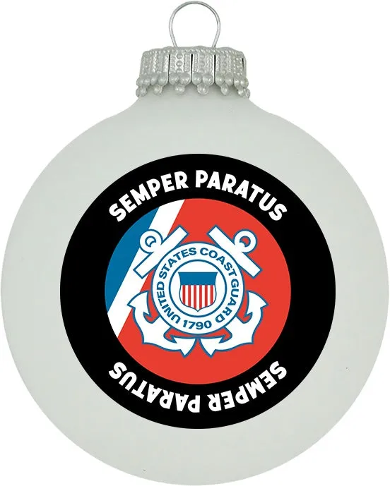 3 1/4" (80mm) Ball Ornaments, Coast Guard, Classic White, 1/Box, 12/Case, 12 Pieces