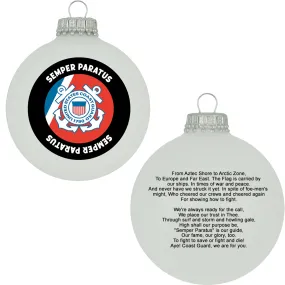 3 1/4" (80mm) Ball Ornaments, Coast Guard, Classic White, 1/Box, 12/Case, 12 Pieces