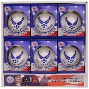 3 1/4" (80mm) Ball Ornaments, US Air Force, Silver Pearl, 1/Box, 12/Case, 12 Pieces