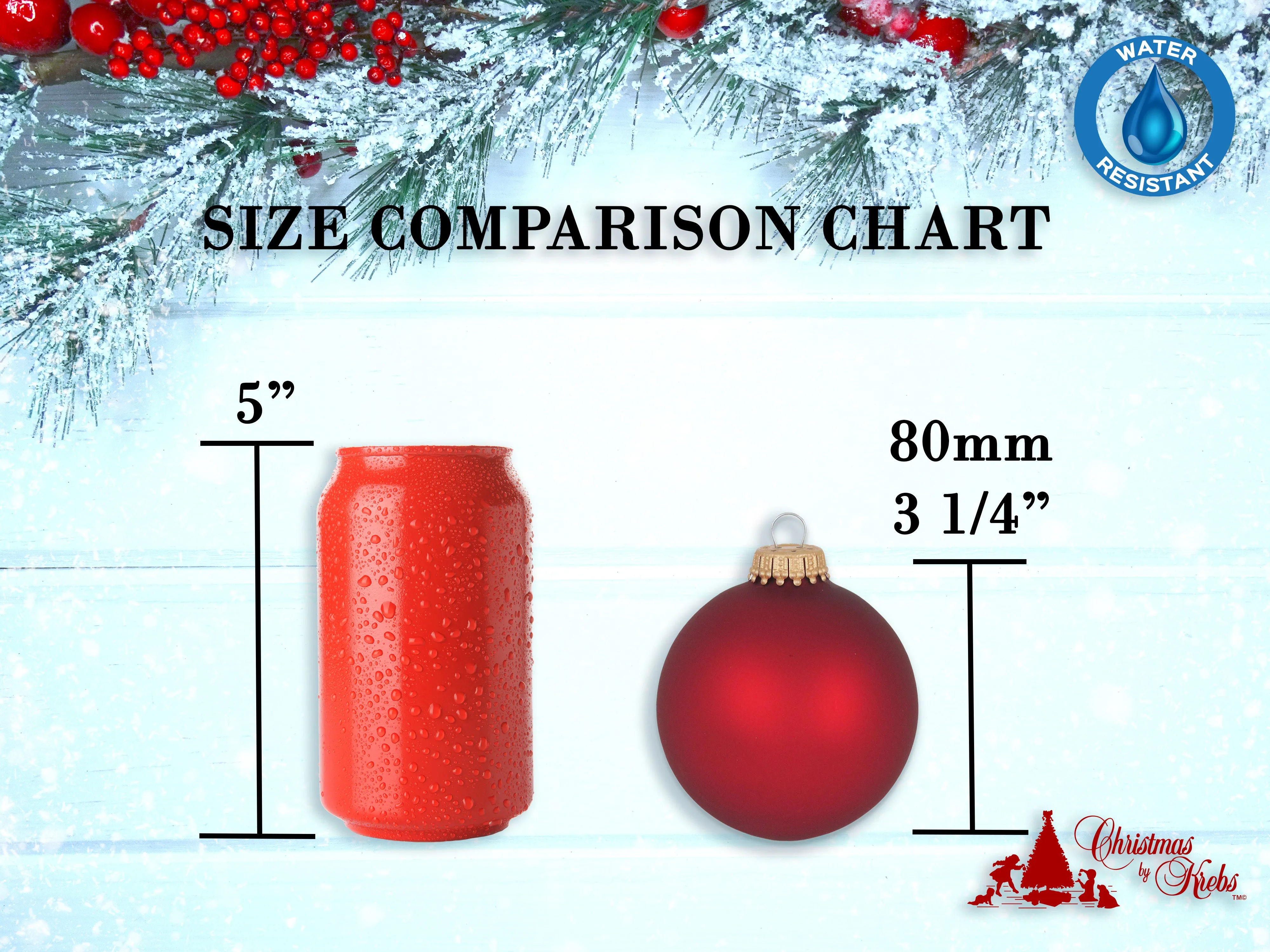 3 1/4" (80mm) Ball Ornaments, US Coast Guard Logo and Established Date, White Satin, 1/Box, 12/Case, 12 Pieces
