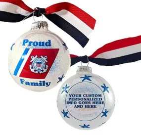 3 1/4" (80mm) Hugs Specialty Gift Ornaments, Proud Coast Guard Family, Snow Sparkle Glitter, 1/Box, 12/Case, 12 Pieces
