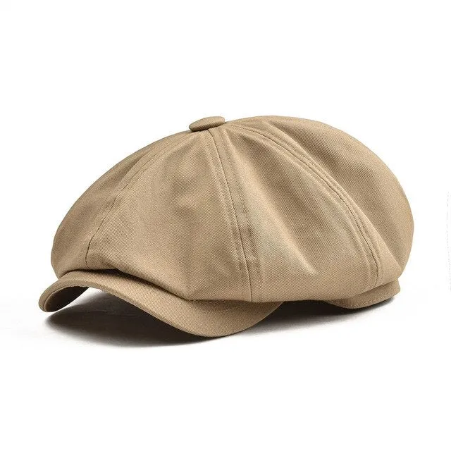Aidase Newsboy Cap Men's Twill Cotton Eight Panel Hat Women's Baker Boy Caps Retro Big Large Hats Male Boina Black Beret