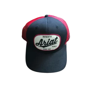 Ariat Black & Red Mesh Oval Patch Cap