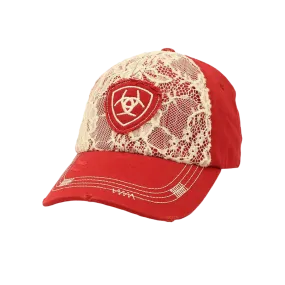 Ariat M&F Women's Red Lace Overlay Embroidered Logo Cap