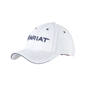 Ariat White and Navy Blue Logo Cap