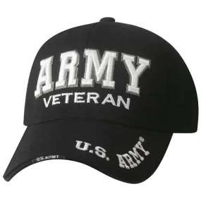 Army Veteran 3D Foam Embroidered Black Ball Cap