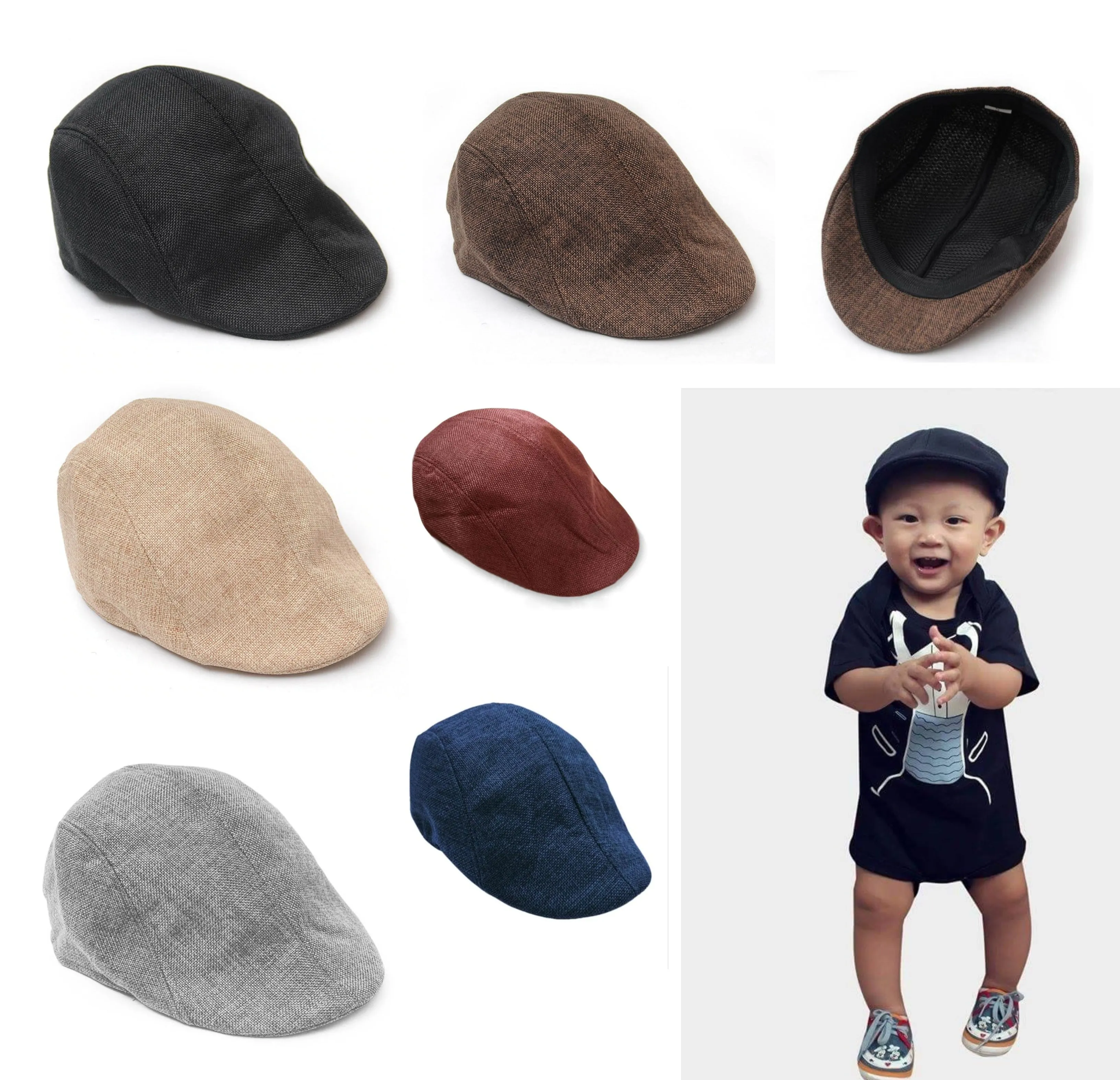 Baby Kids Retro Baker Boy, Country Golf Hat, Flat Cap, Palos