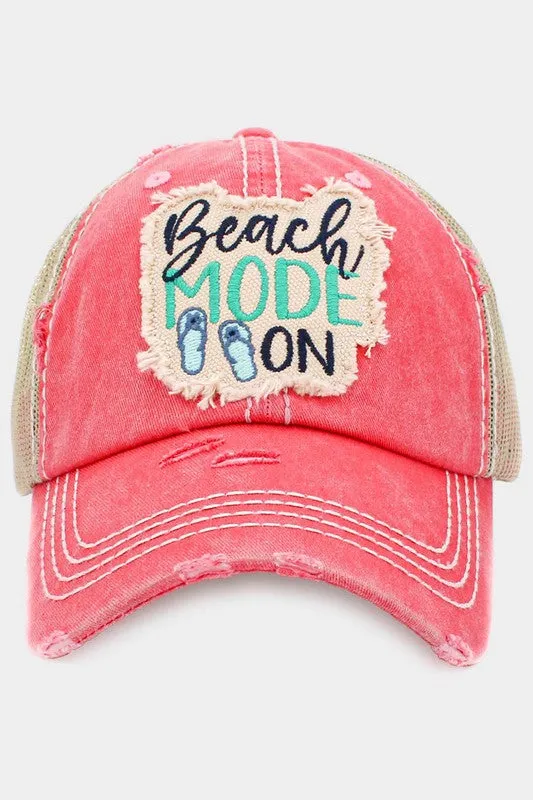 Beach MODE ON Message  Back Vintage Baseball Cap