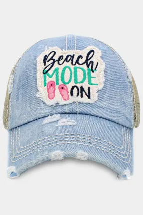Beach MODE ON Message  Back Vintage Baseball Cap
