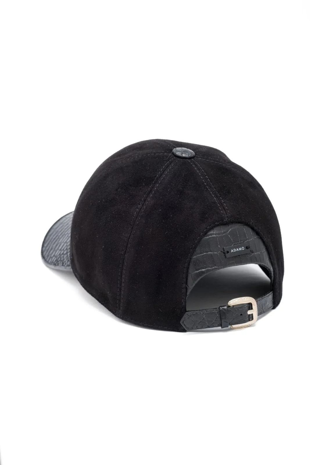 Black Suede Crocodile Cap