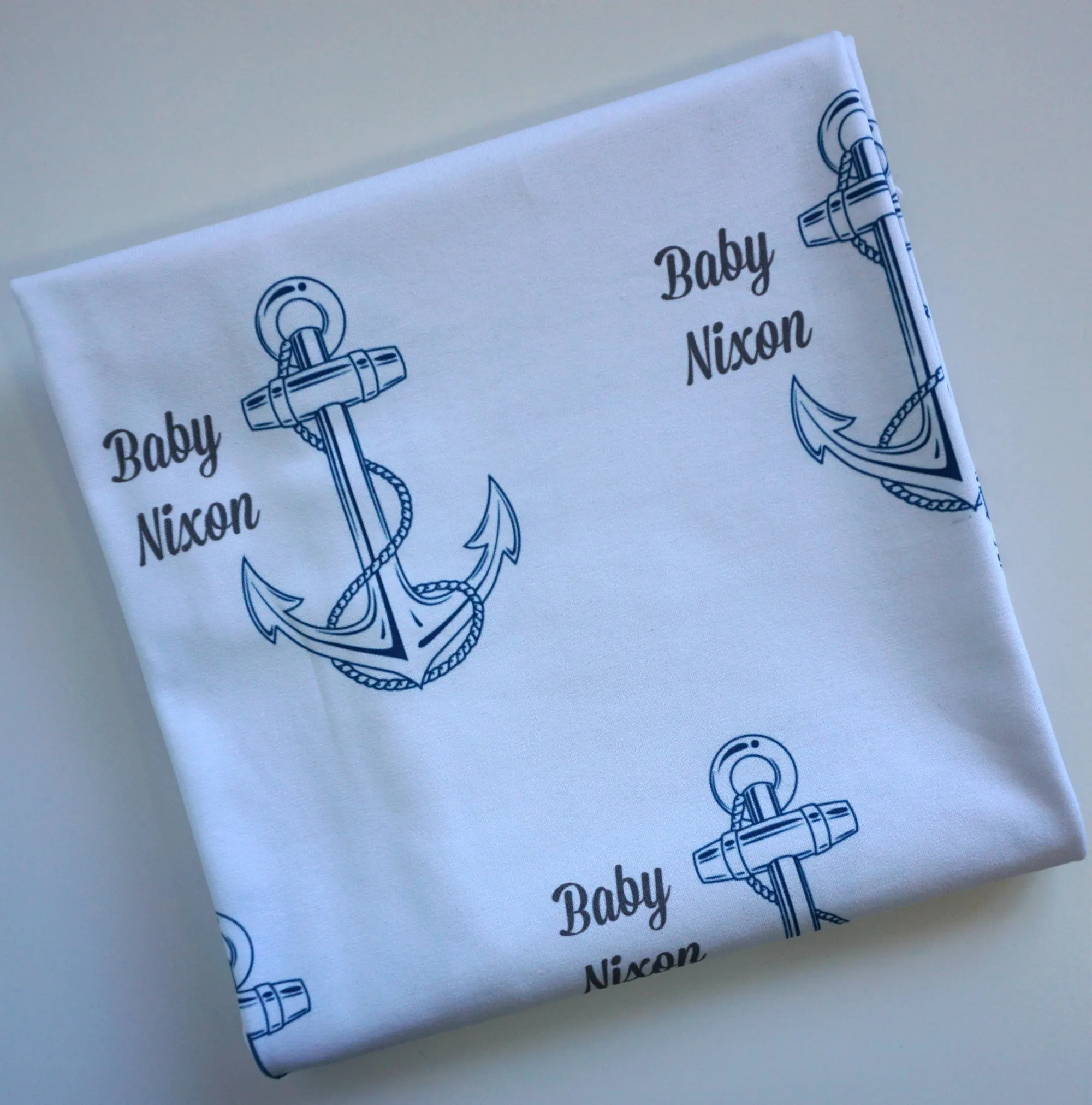 Blue Nautical Swaddling Blanket