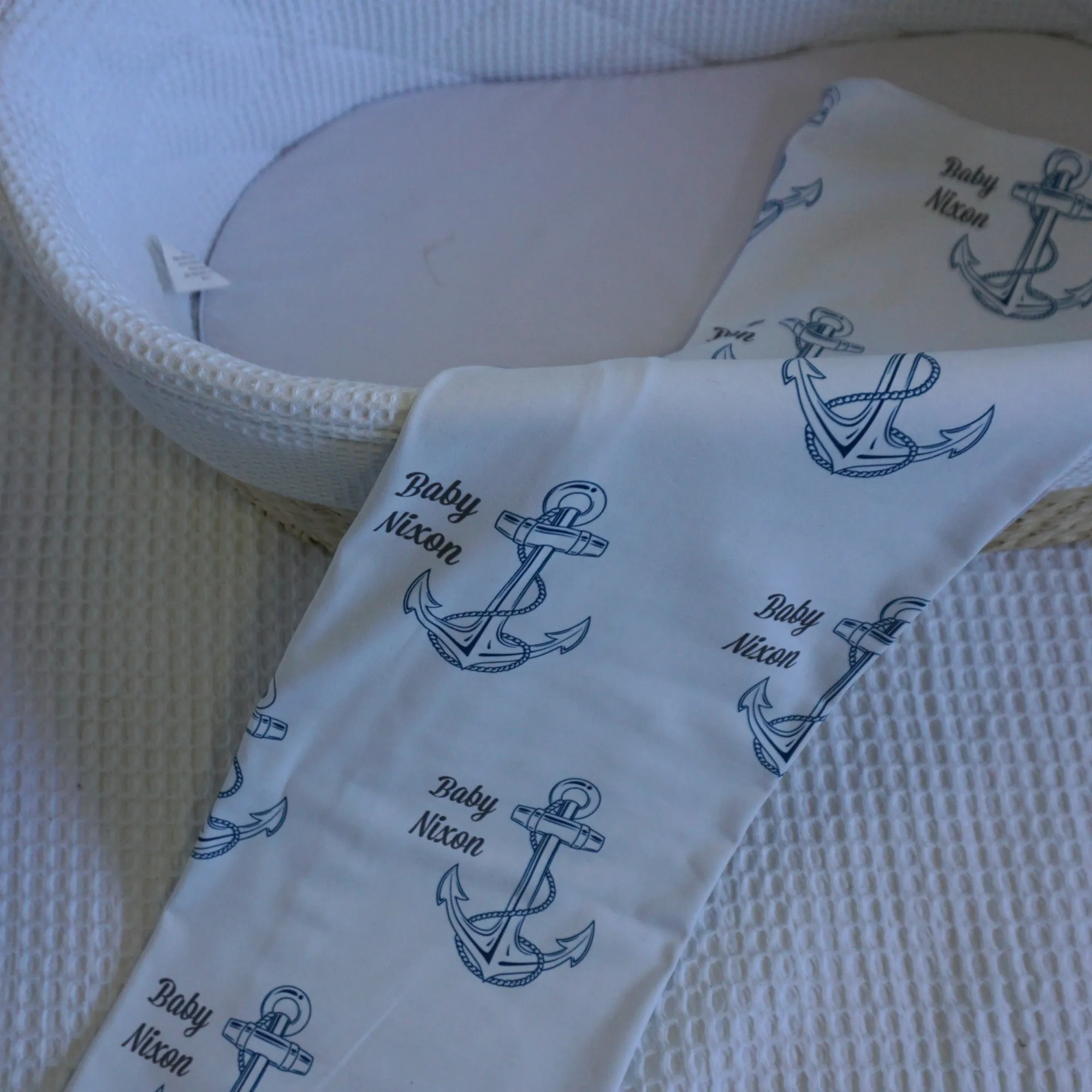 Blue Nautical Swaddling Blanket