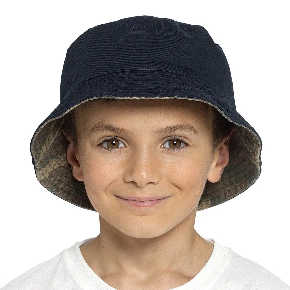 Boys Reversible Camo Print Bucket Hat-CAMO GREEN