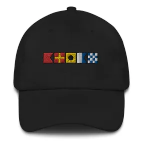 Brian spelled out with Embroidered Nautical Signal Flags Dad hat, Semaphore Flags Cap