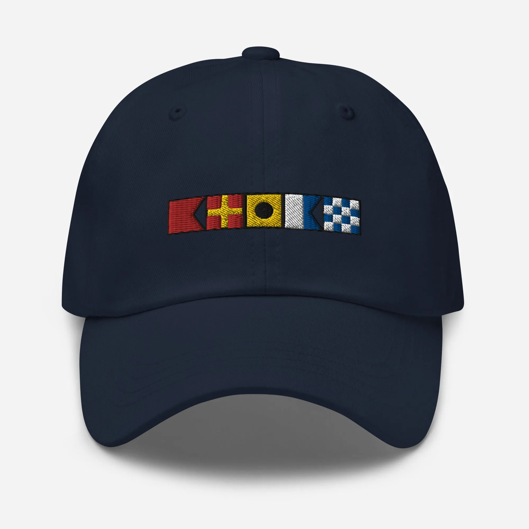 BRIAN spelled out with nautical signal flags dad hat, Personalized semaphore flags cap