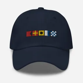 BRIAN spelled out with nautical signal flags dad hat, Personalized semaphore flags cap