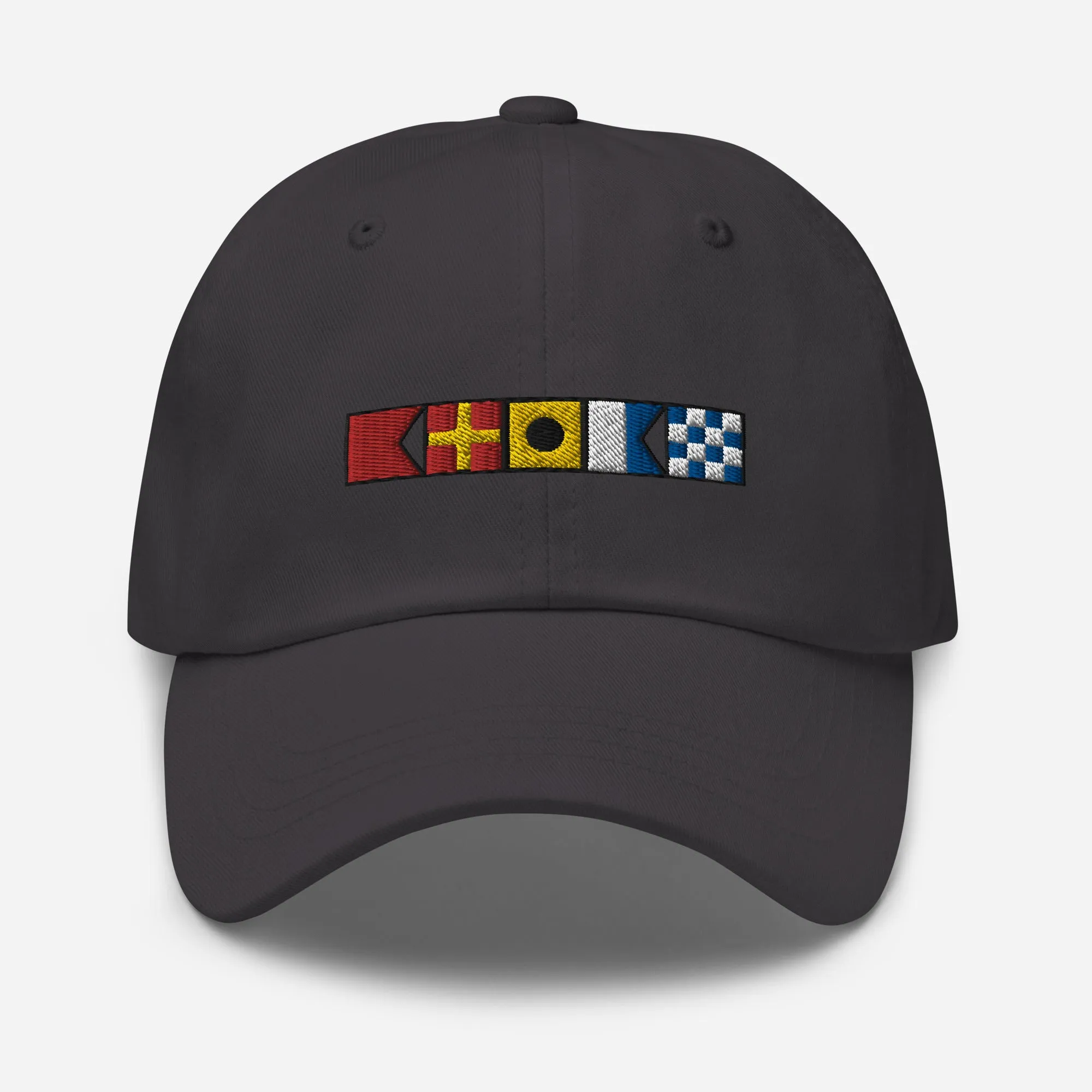 BRIAN spelled out with nautical signal flags dad hat, Personalized semaphore flags cap