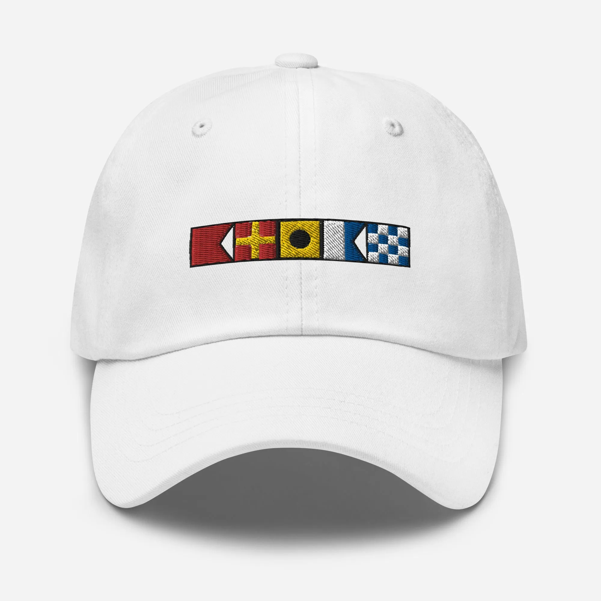 BRIAN spelled out with nautical signal flags dad hat, Personalized semaphore flags cap