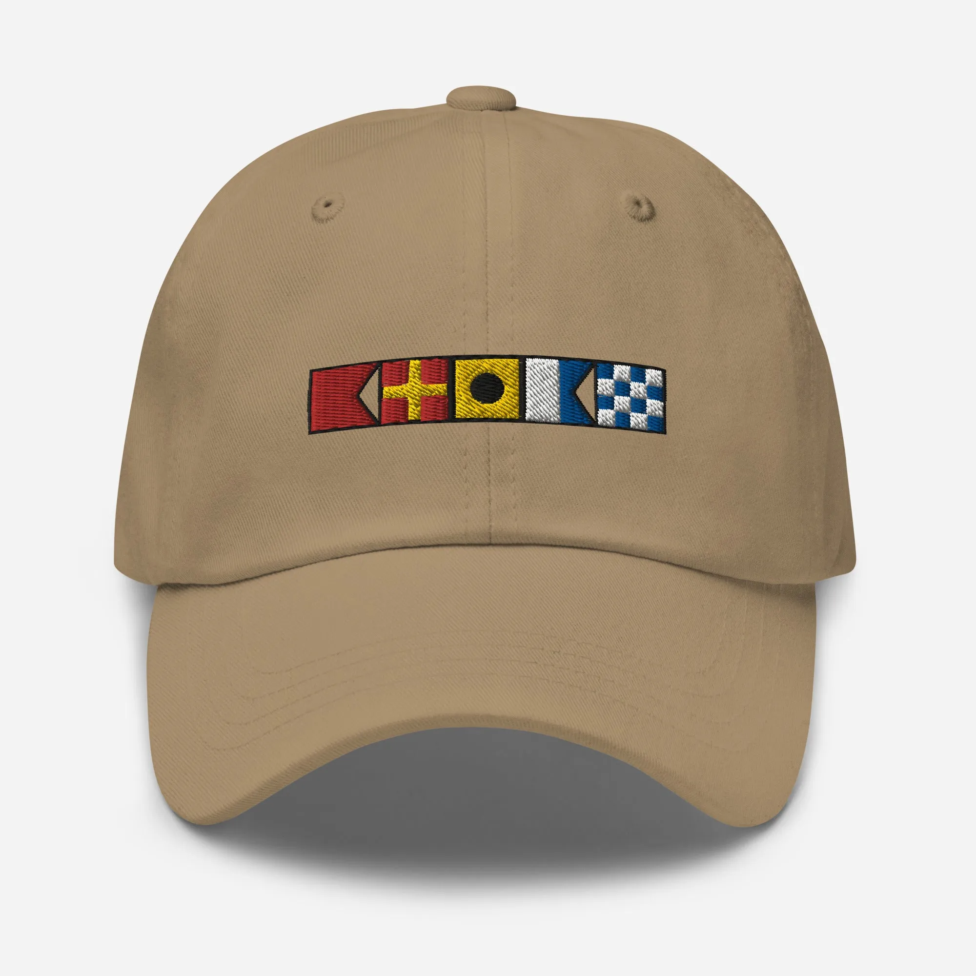 BRIAN spelled out with nautical signal flags dad hat, Personalized semaphore flags cap