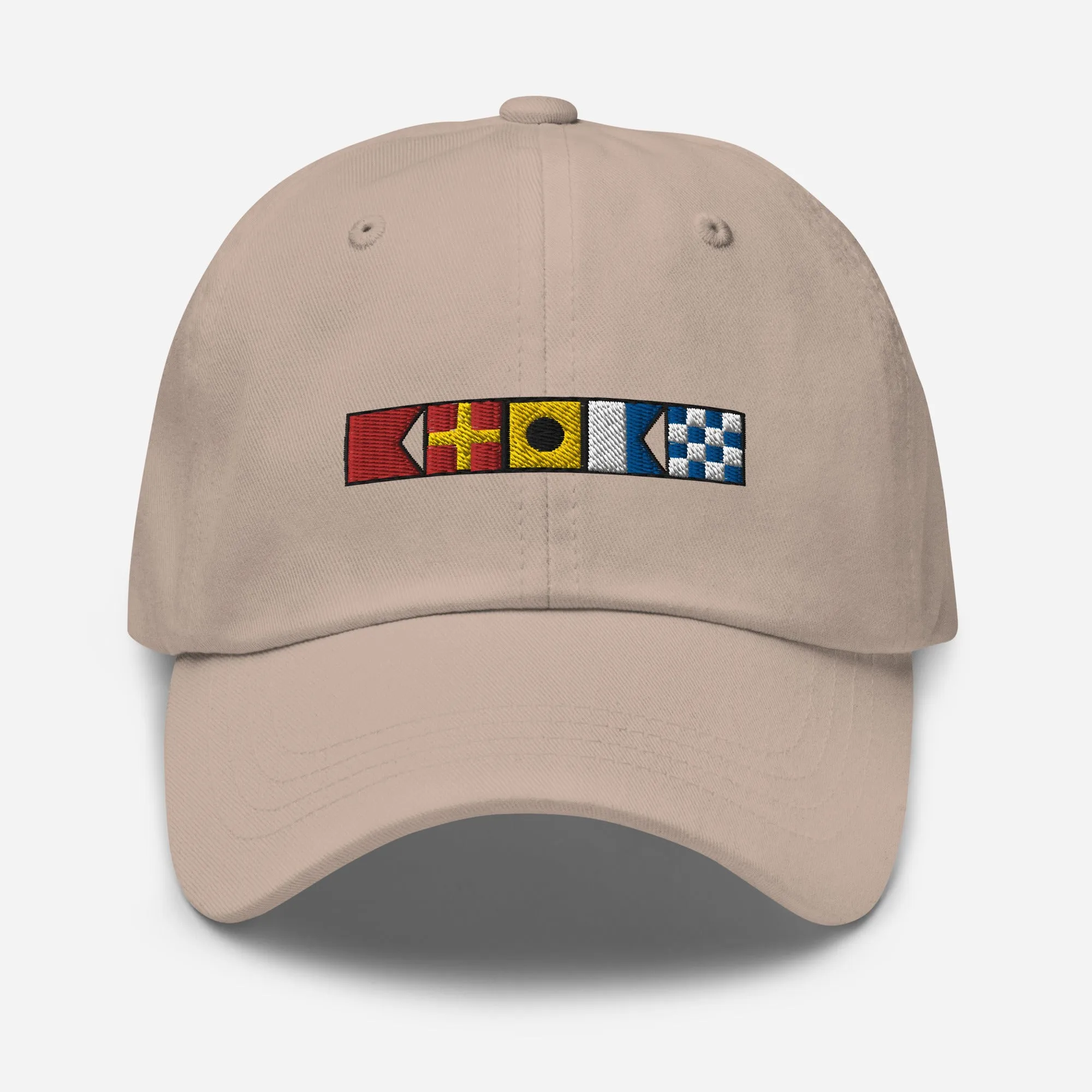 BRIAN spelled out with nautical signal flags dad hat, Personalized semaphore flags cap