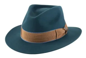 Brittoli Wool felt Turquoise Fedora Hat - The Furore