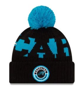 Carolina Panthers Beanie New Era 2020 NFL Sideline Official Sport Pom Cuffed Knit Hat