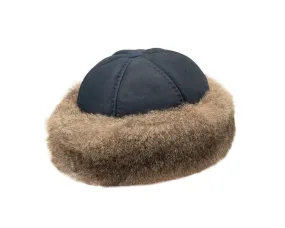 Classic Grey Fur Hat | Blue Crown