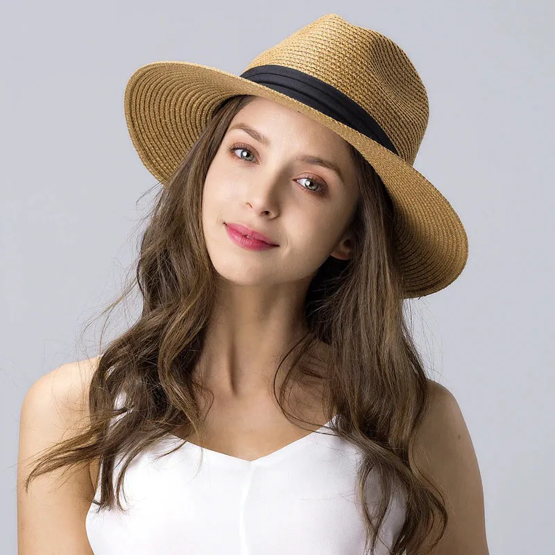 Classic Jazz Style Wide Brim Panama Summer Straw Hats