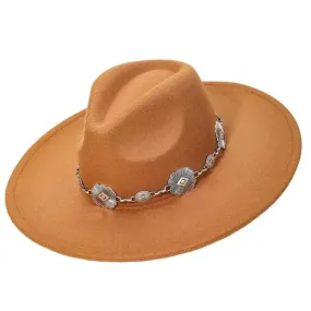 Concho Chain Flat Brim Fedora