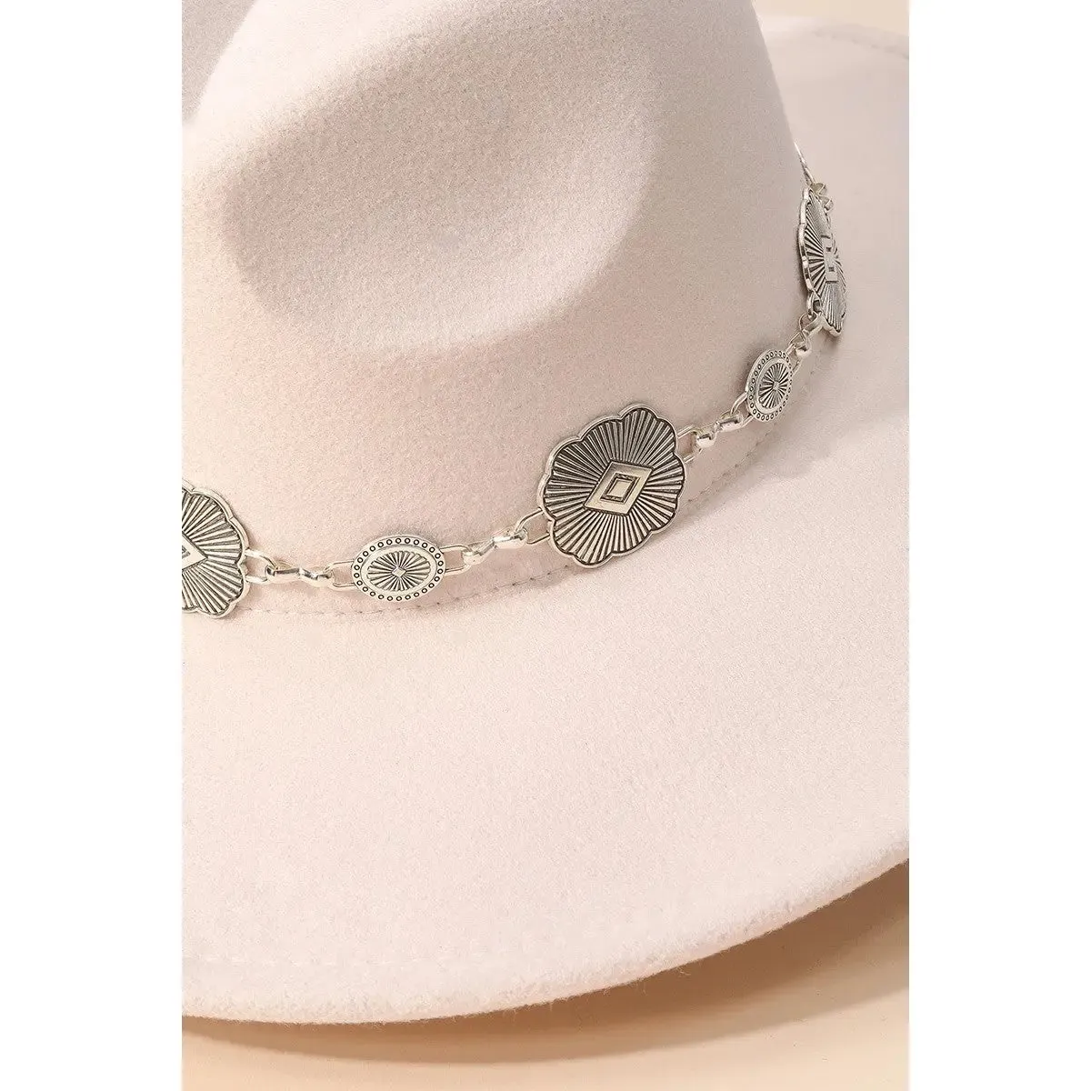 Concho Chain Flat Brim Fedora