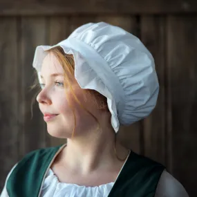 Cotton Gathered Cap in white cotton