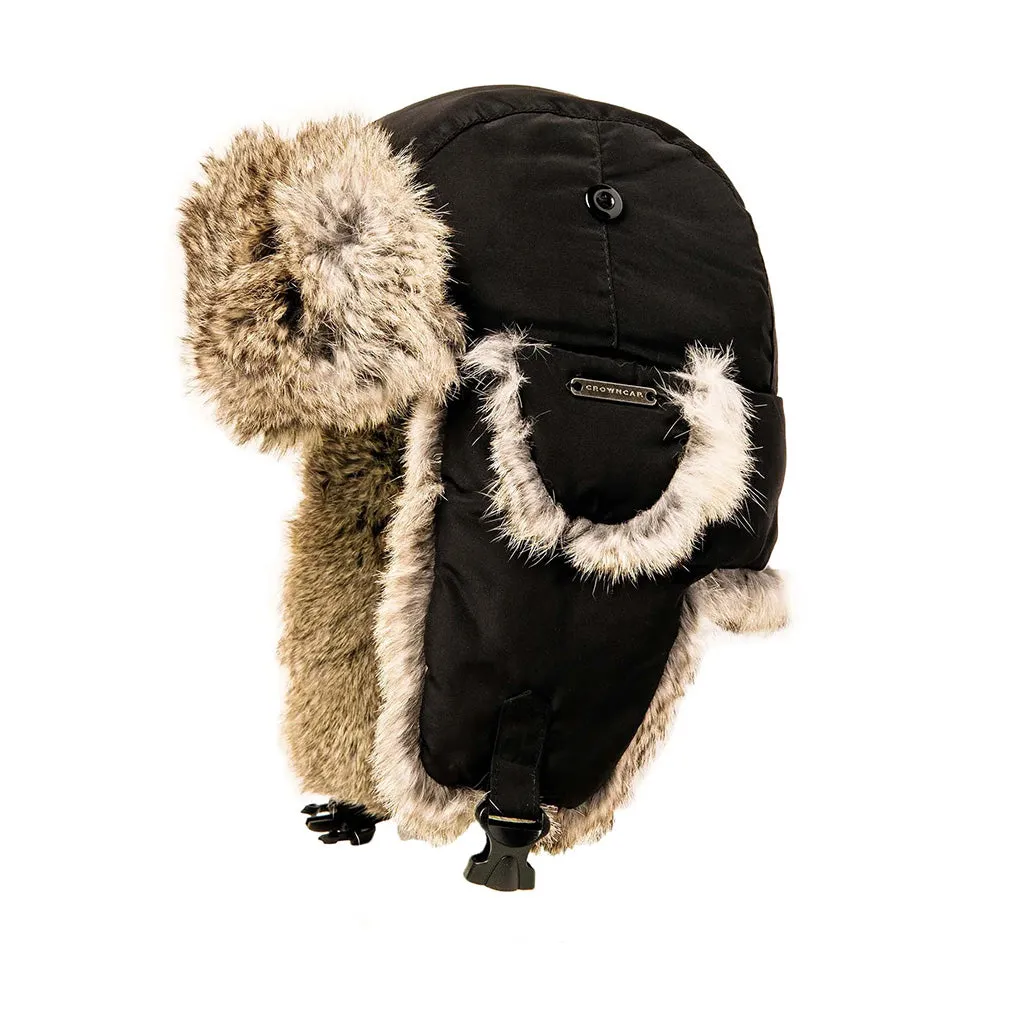 Crown Cap Taslan Rabbit Fur Aviator Hat
