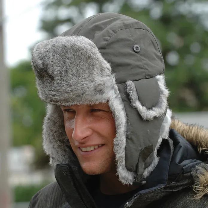 Crown Cap Taslan Rabbit Fur Aviator Hat