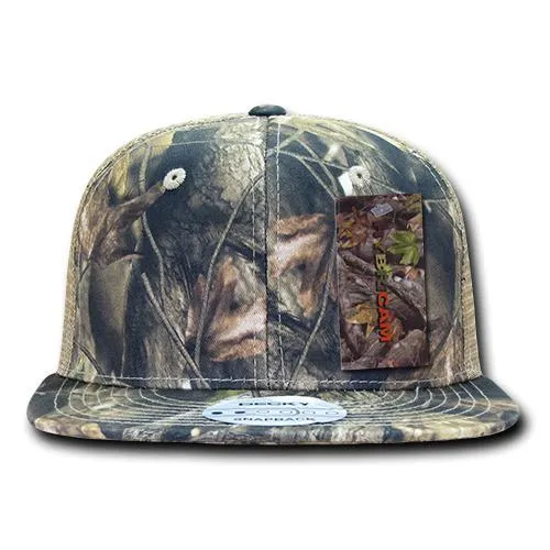 Decky 1127 HybriCam Trucker Cap, 6 Panel Camo Flat Bill Hat - CASE Pricing