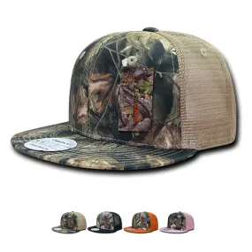 Decky 1127 HybriCam Trucker Cap, 6 Panel Camo Flat Bill Hat - CASE Pricing
