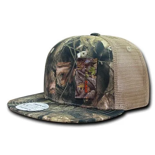 Decky 1127 HybriCam Trucker Cap, 6 Panel Camo Flat Bill Hat - CASE Pricing