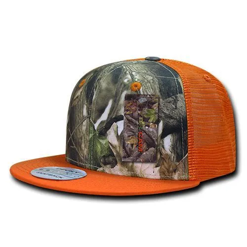 Decky 1127 HybriCam Trucker Cap, 6 Panel Camo Flat Bill Hat - CASE Pricing
