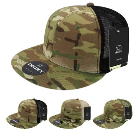 Decky 6307 - MultiCam High Crown Trucker Hat, Camo Flat Bill Trucker Cap