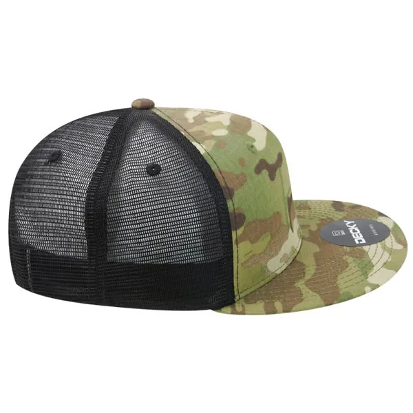 Decky 6307 - MultiCam High Crown Trucker Hat, Camo Flat Bill Trucker Cap